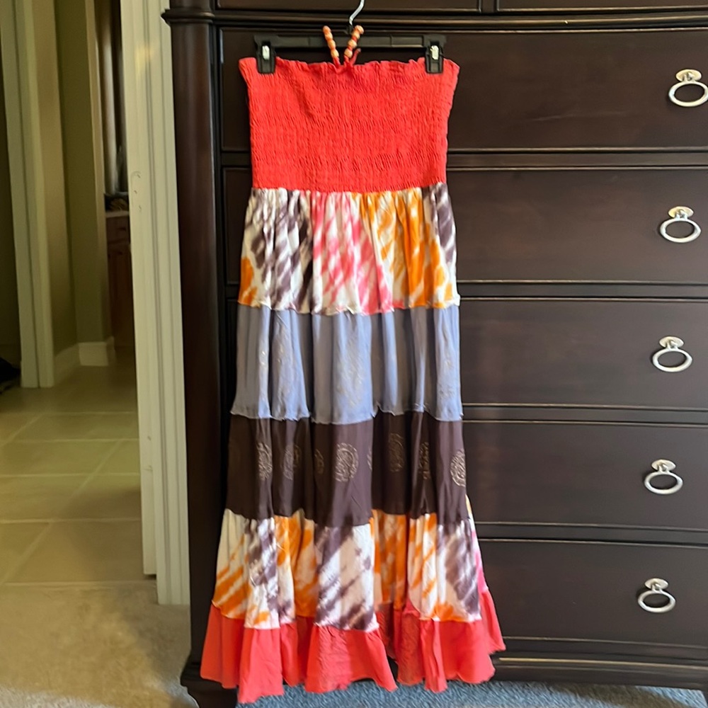 Multicolor Halter Maxi Dress